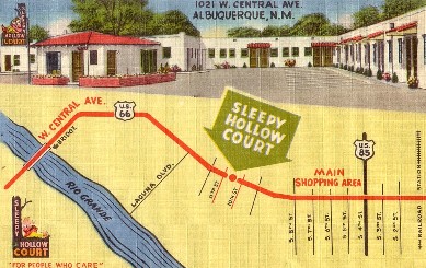 Sleepy Hollow Court in Albuquerque Postcard