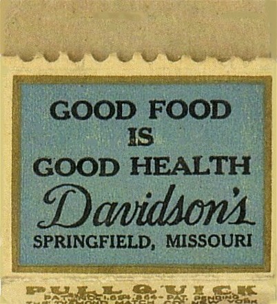Davidson's Cafeteria Matchbook