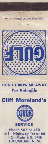 Gulf Gasoline Matchcover