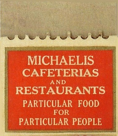 Michaelis Cafeteria Matchbook