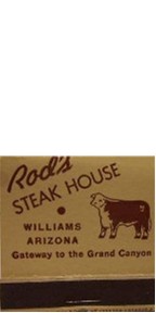 Rod' Steak House Matchcover
