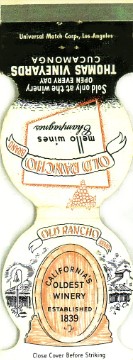 Thomas Vineyards Matchcover