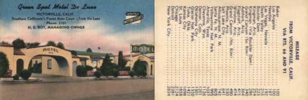 Green Spot Motel in Victorville Business Card Green Spot Business Card