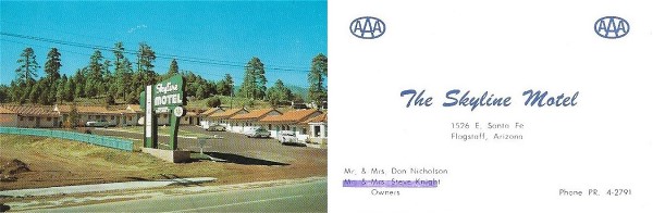 Skyline Motel in Flagstaff Business Card Skyline Motel Business Card