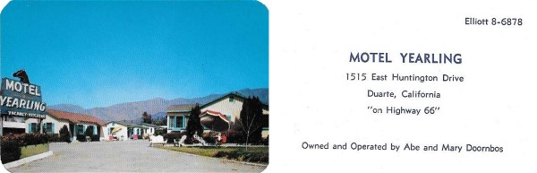 Motel Yearling in Duarte Business Card Motel Yearling in Duarte Business Card