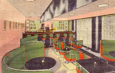 Cocktail Lounge Linen Postcard