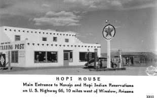 Hopi House Trading Post on Route 66 RPPC