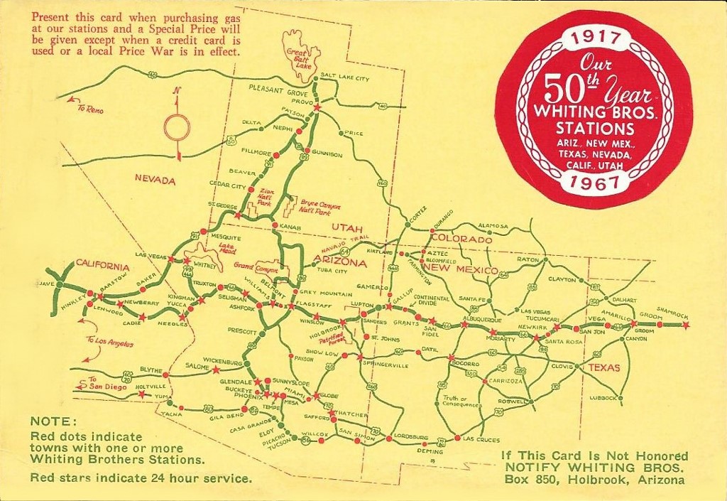 Whiting Brothers 50th Year Courtesy Card