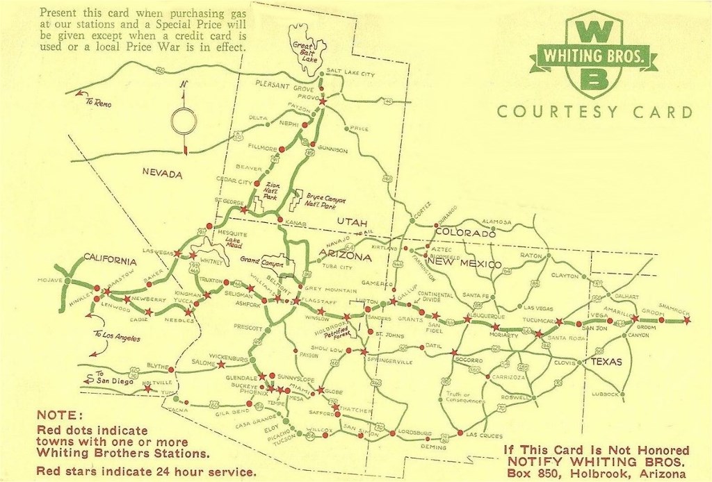 Whiting Brothers Courtesy Card