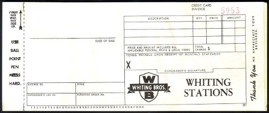 Whiting Brothers Credit Card Form