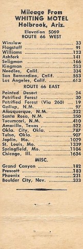Whiting Brothers Motels Matchcover