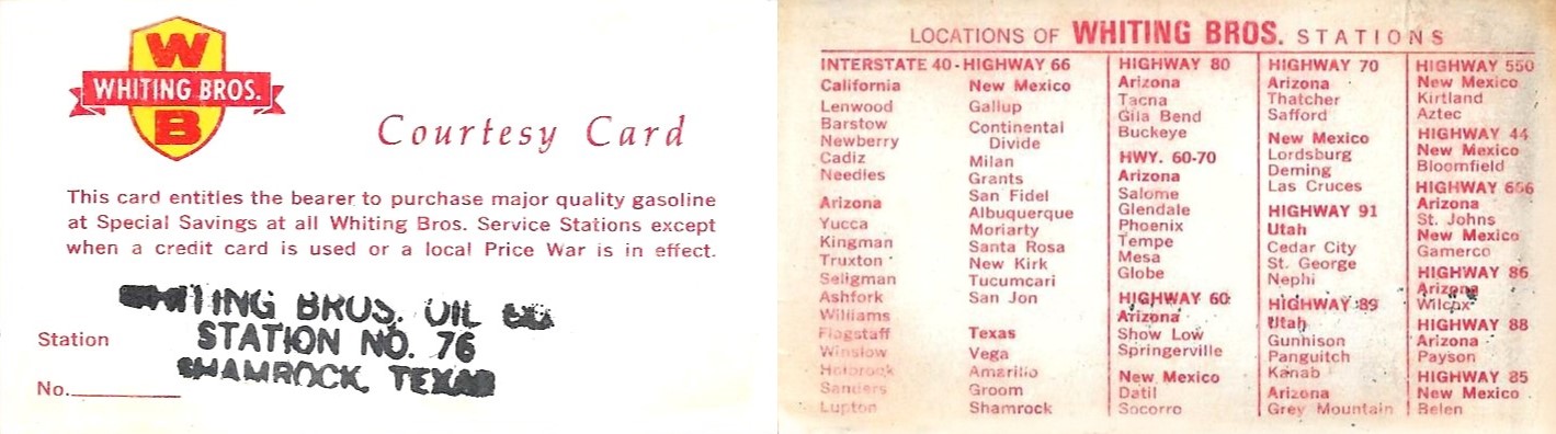 Whiting Brothers Business Card