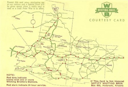 Whiting Brothers Gasoline Courtesy Card