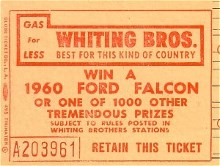 Whiting Brothers Contest Ticket