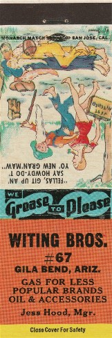 Whiting Brothers Gasoline Matchcover